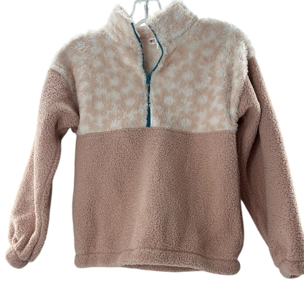 NWT Love, Glam, Girl Cozy Kids' Fleece Pullover - Cream & Pink M